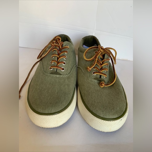 Polo Ralph Lauren Vaughn Men 8.5D Olive Green Twill Sneakers Low Top Shoes #0057 - Picture 8 of 9